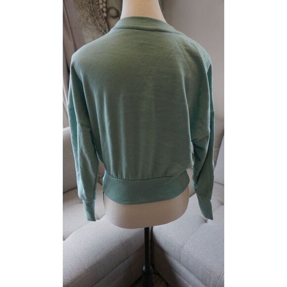 Old Navy Turquoise “Good Vibes” Loose Crew-Neck Cropped Sweatshirt - XS | NWT - Picture 12 of 15